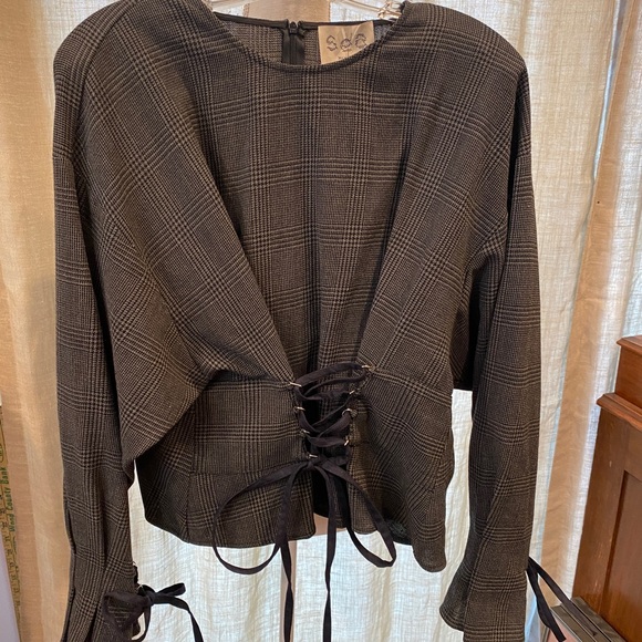 Sea New York Long Sleeve Lace Up Blouse